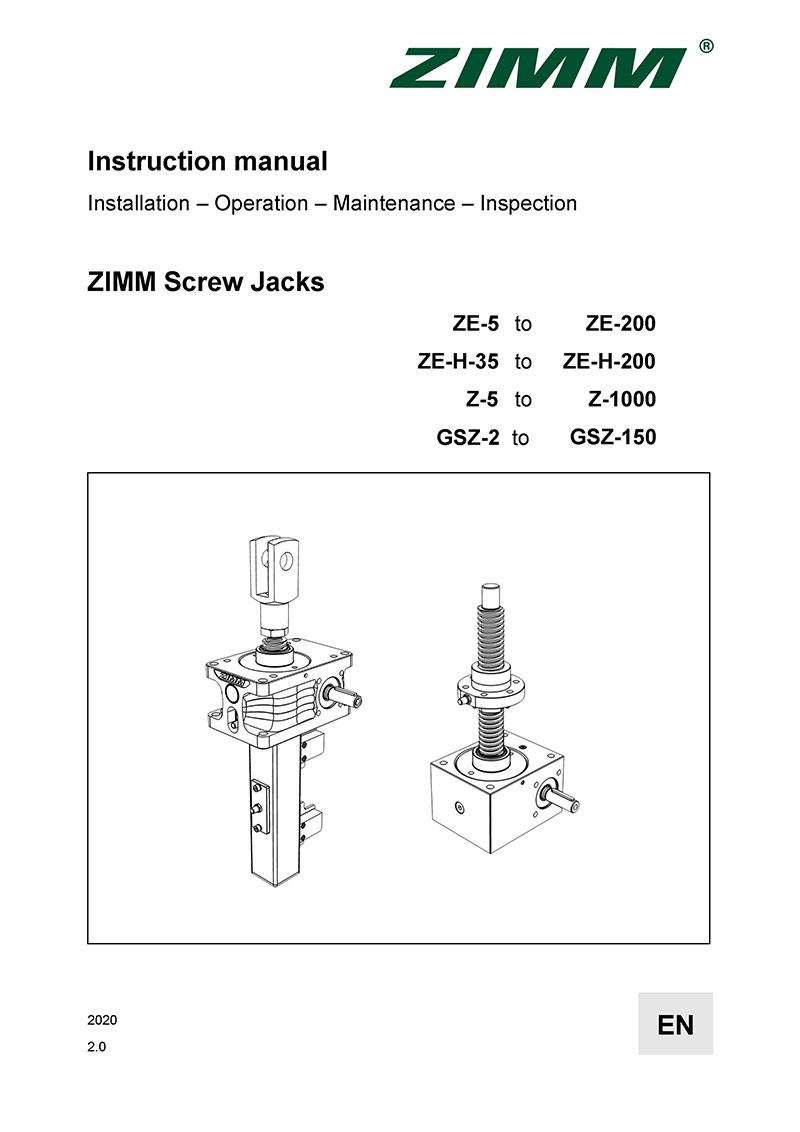 Instruction manual 2.0 | Screw jack systems | English